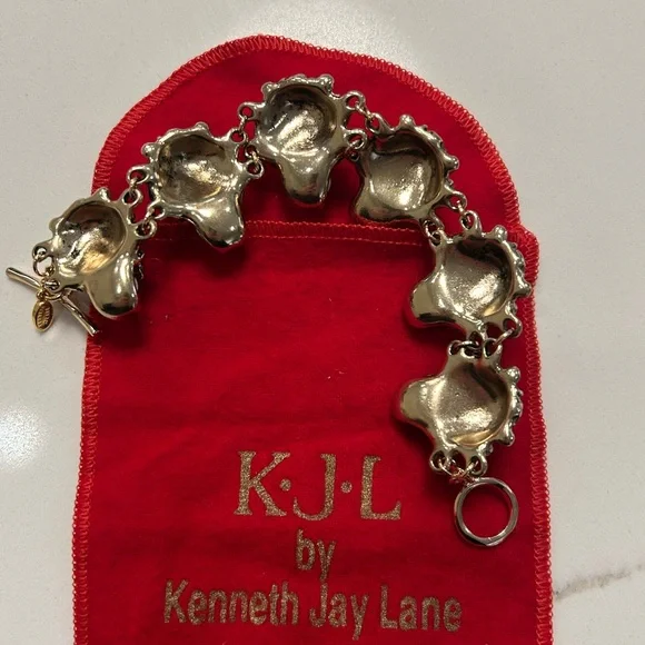 Kenneth Jay Lane Runway Red and Gold Lion Bracelet - Picture 14 of 15